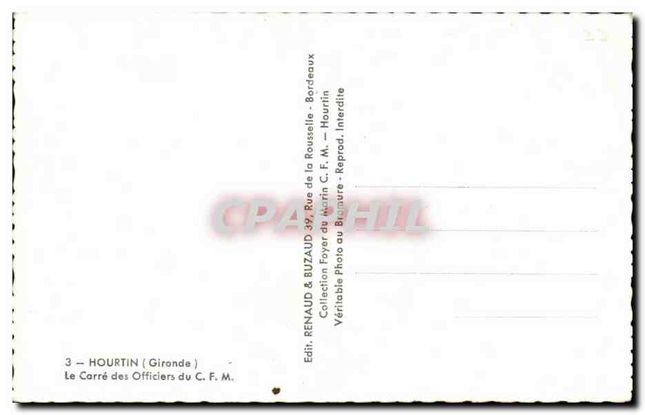 Le Carré des Officiers du C.F.M. — Hourtin (Gironde) — Edit. Renaud & Buzaud — Back