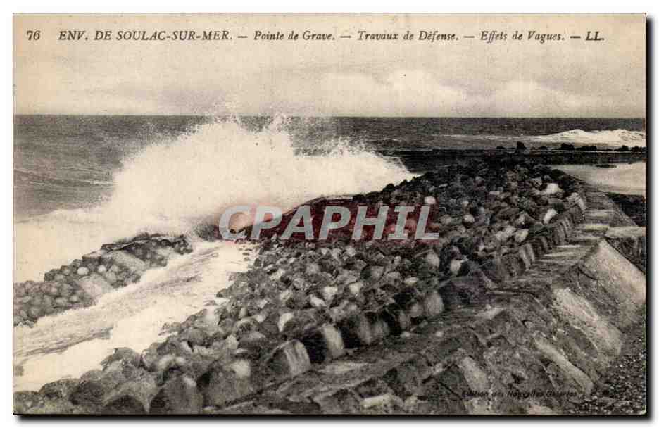 Env. de Soulac-sur-Mer — Pointe de Grave — Travaux de Défense — Effets de Vagues — LL. — Édition des Frères Goujon