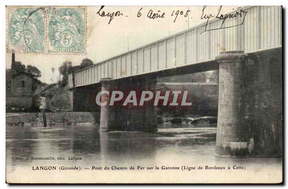 Langon CPA Pont du chemin de fer sur al Garonne (ligne de Bordeaux a Cette)