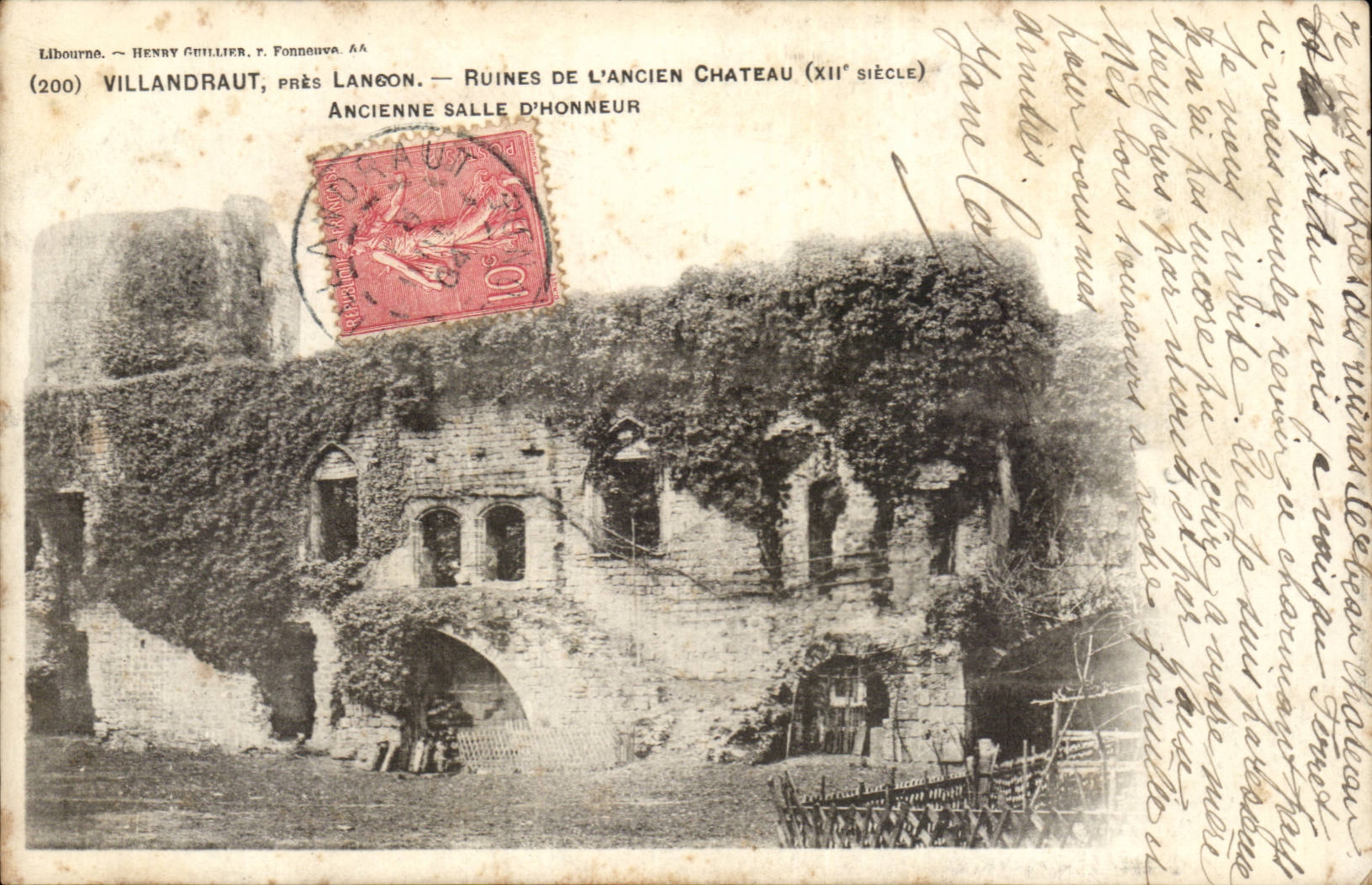 Villandrault pres Langon CPA Ruines de l'ancien chateau Ancienne salle d'honneur