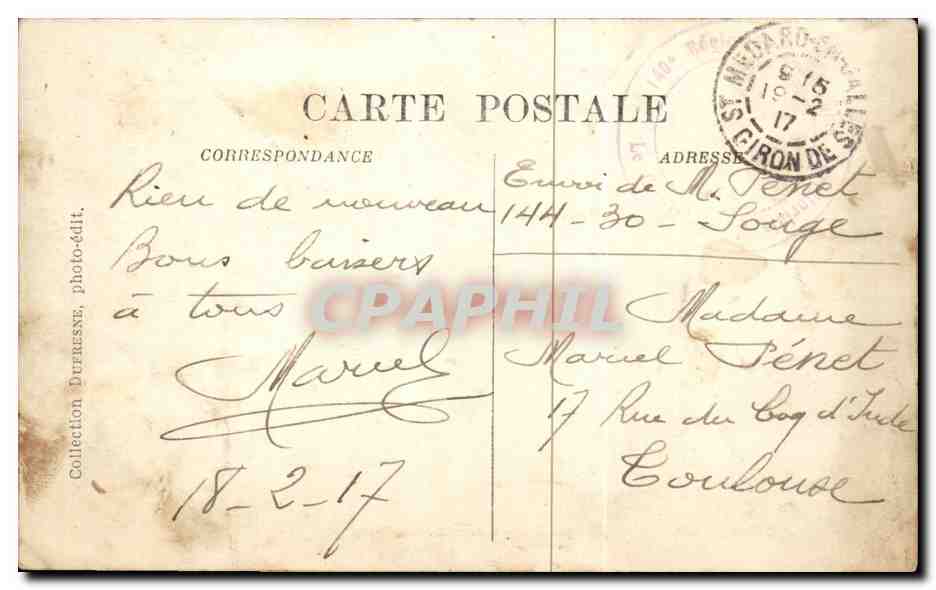 Camp de Souges (Gironde) — Route conduisant au Camp — éditeur inconnu, n° de série non visible — Reverso