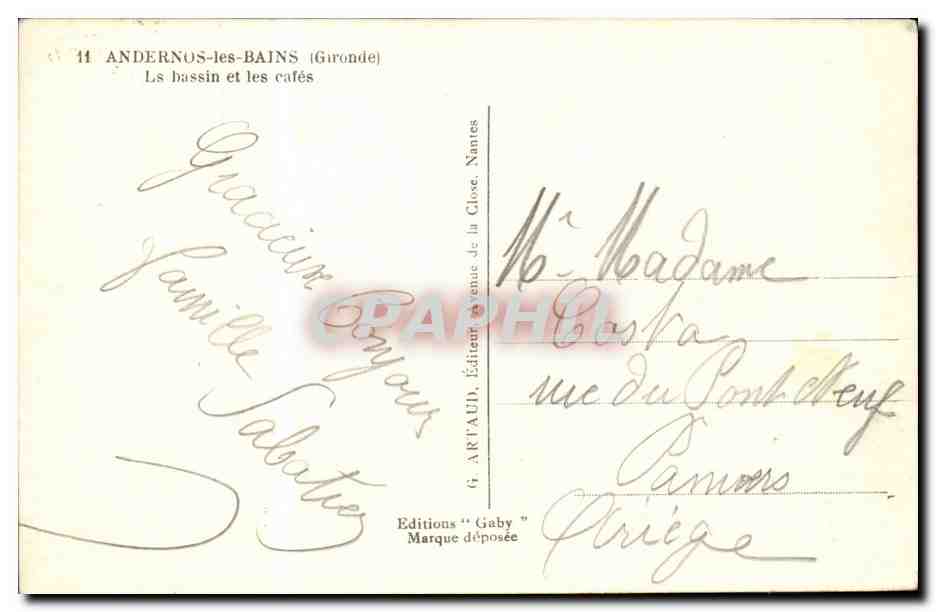 Andernos les Bains CPM Le bassin et les cafes — Back