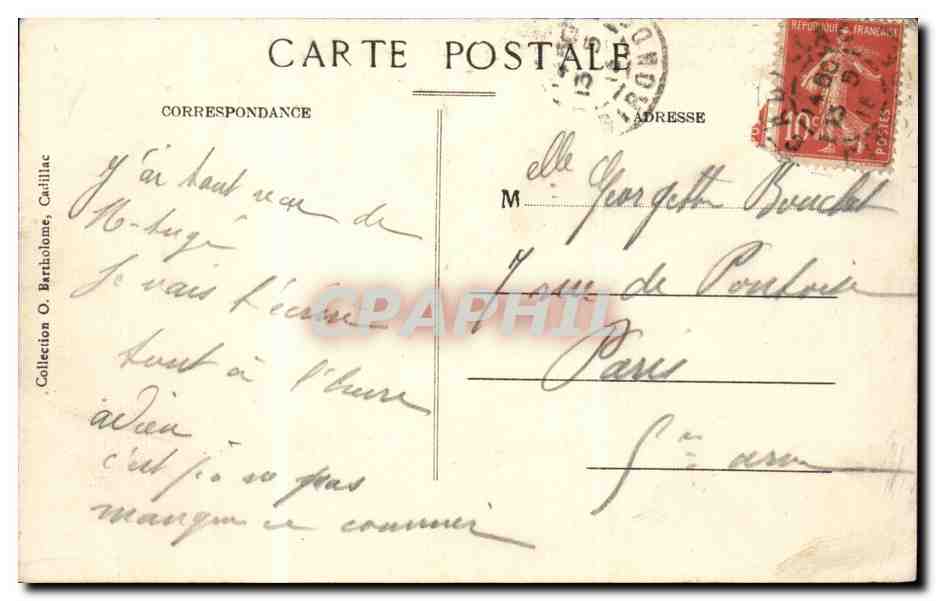 Arbis, près CADILLAC (Gironde) — Intérieur du Château de Benaugé — P.R.P. n°60 — Verso