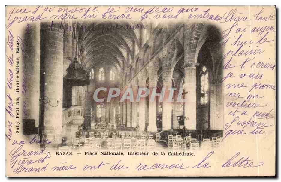 Bazas CPA Place nationale Interieur de la cathedrale