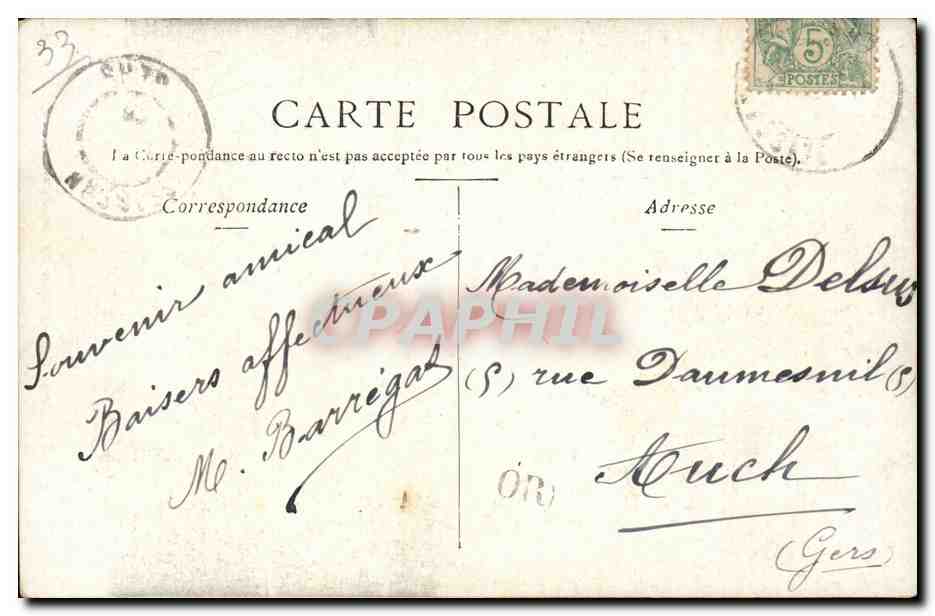 CPA Bordeaux Tour St Michel — Verso