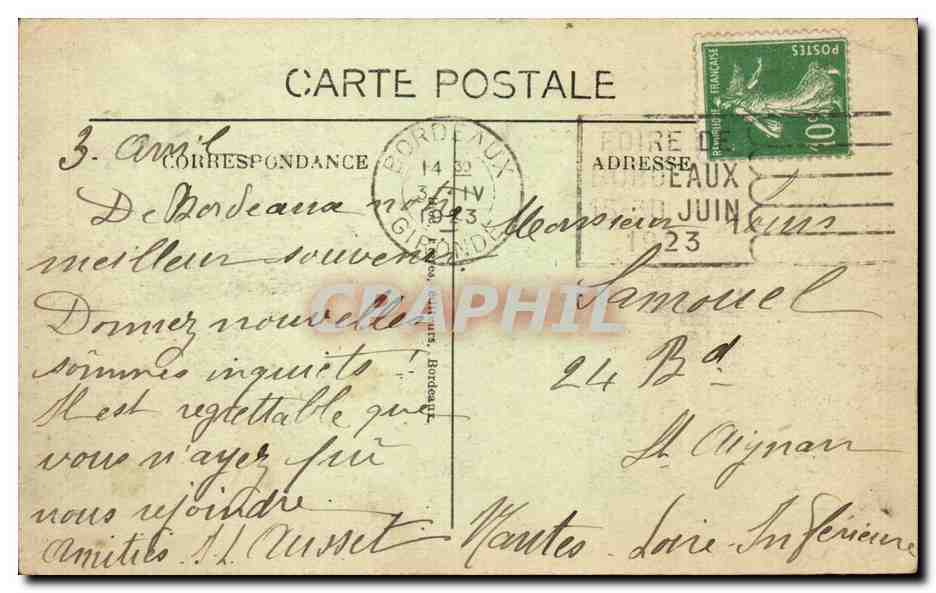 Bordeaux CPA Le grand theatre — Back