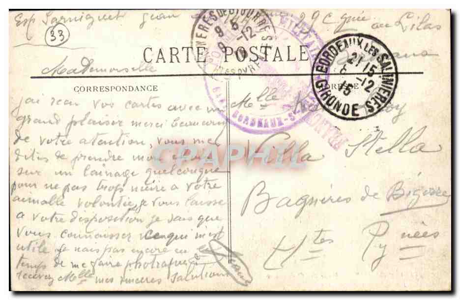 Bordeaux CPA Les colonnes rostrales Place des Quinconces — Verso