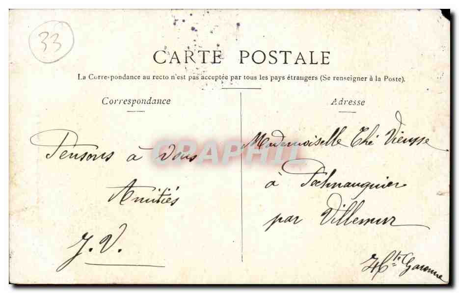 Bordeaux CPA Porta Cailhau — Verso