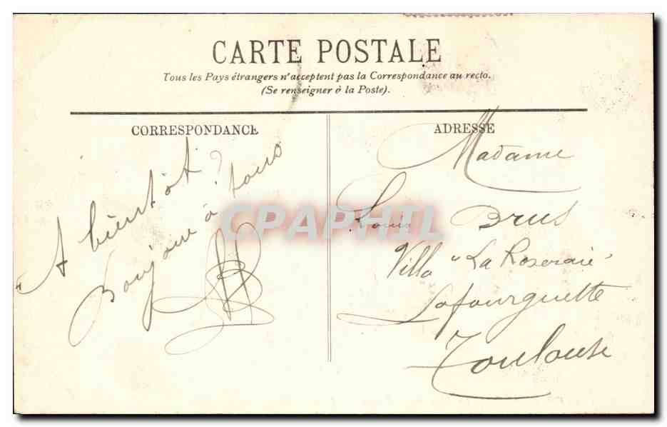 Bordeaux CPA La place de la Bourse (gendarmes) — Verso