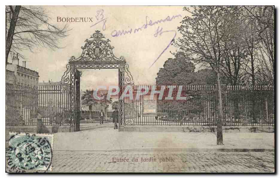 Bordeaux CPA Entree du jardin public