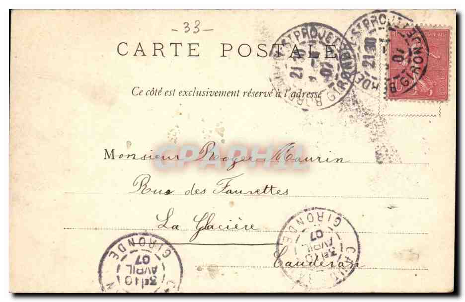 Bordeaux CPA La Tour Pey Berland — Verso