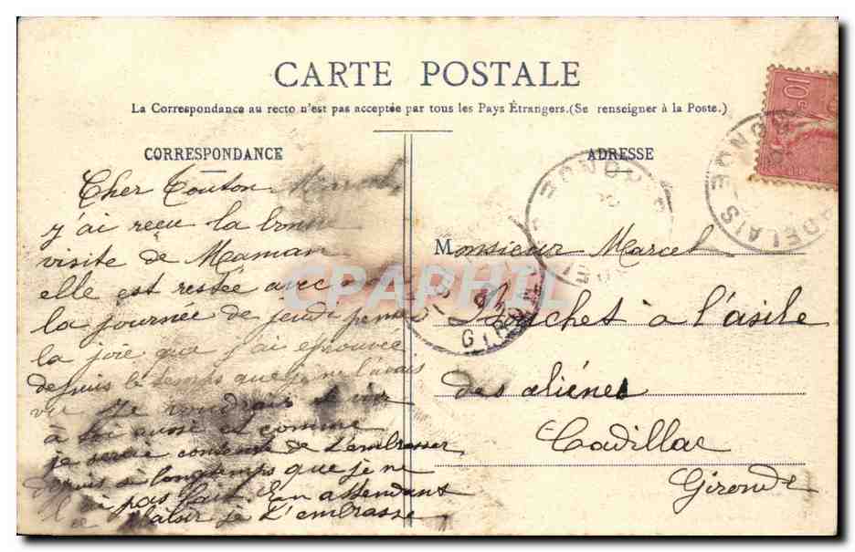 Verdelais CPA Chute de la Garonnelle au Luc — Back