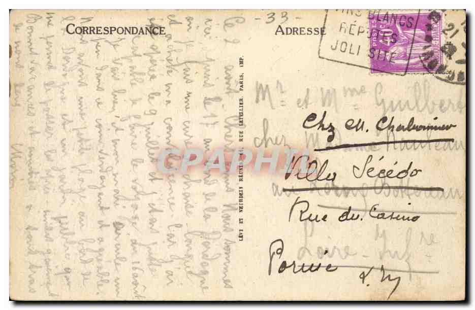 Foy la Grande CPA Les arcades Louis Pasteur — Rückseite