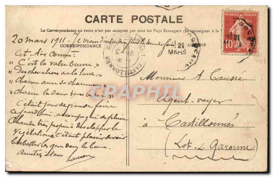 Sainte Foy la Grande CPA Rue de la Republique — Rückseite