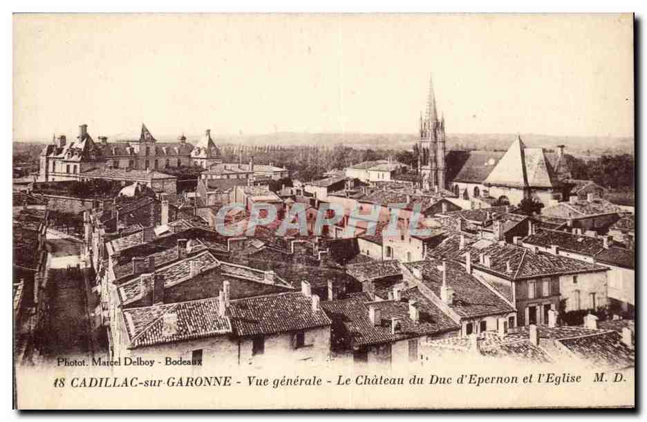 Cadillac sur Garonne CPA Vue generale Chateau d'Epernon et l'eglise