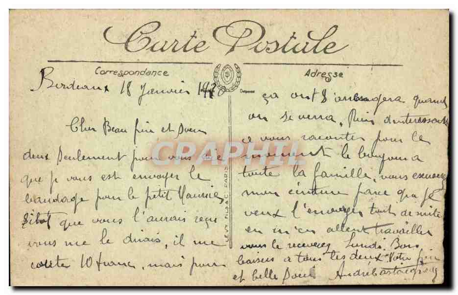Bordeaux CPA Les colonnes rostrales — Verso