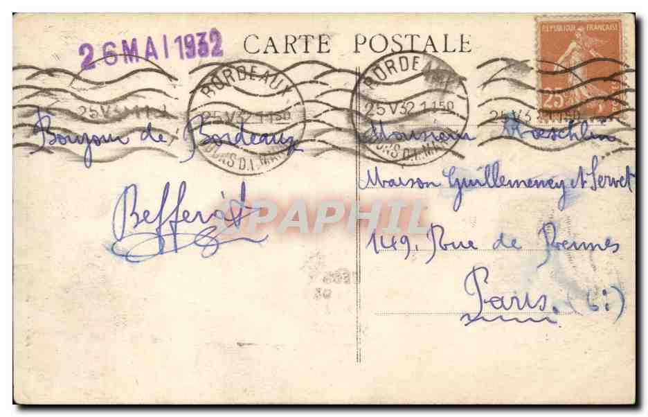 Bordeaux CPA Hotel de ville — Verso