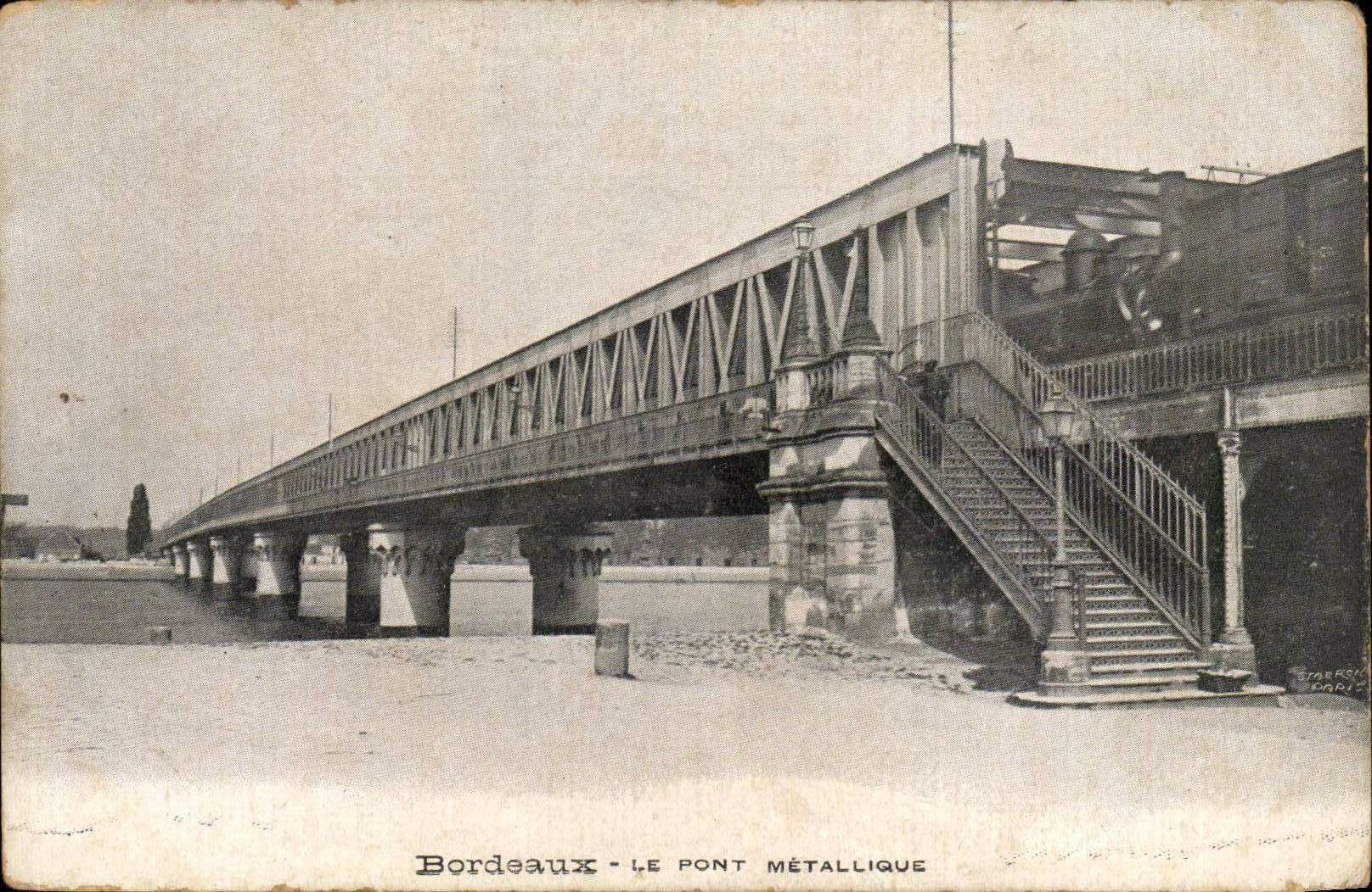 Bordeaux CPA le pont metallique (train)