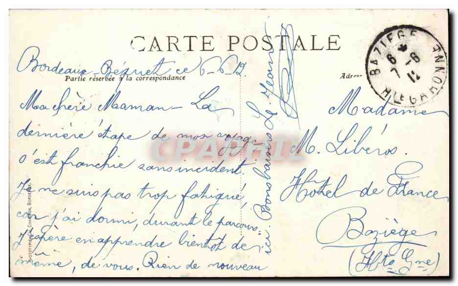 Bordeaux CPA La rade Vue generale — Verso