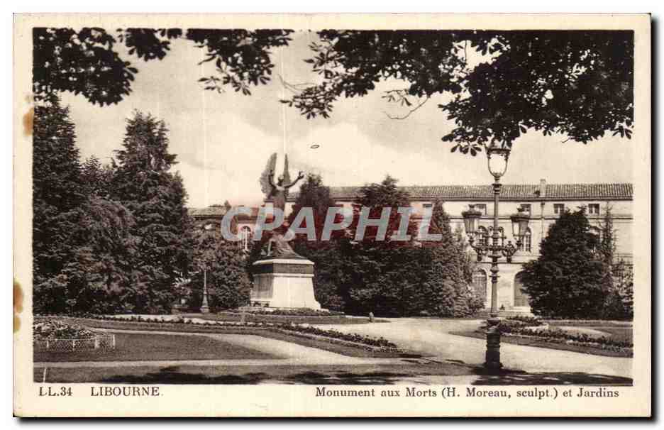 CPA Libourne Monument aux morts et jardins