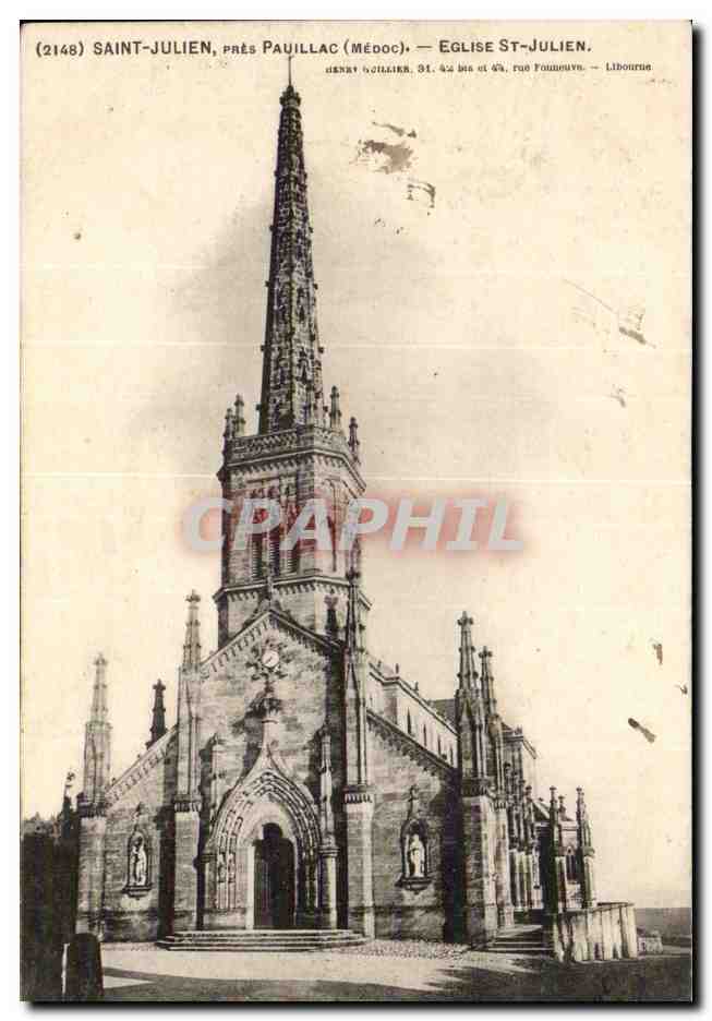 Saint-Julien, près Pauillac (Médoc) — Église Saint-Julien — Henri Guillier, 31, 42 bis et 44, rue Foumeuve, Libourne