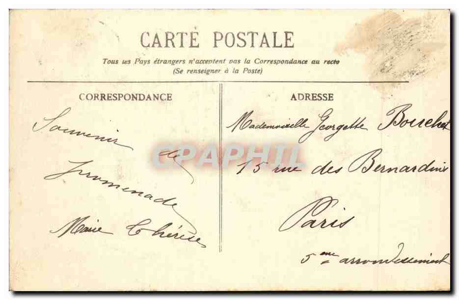 CPA Bordeaux Le jardin public — Verso
