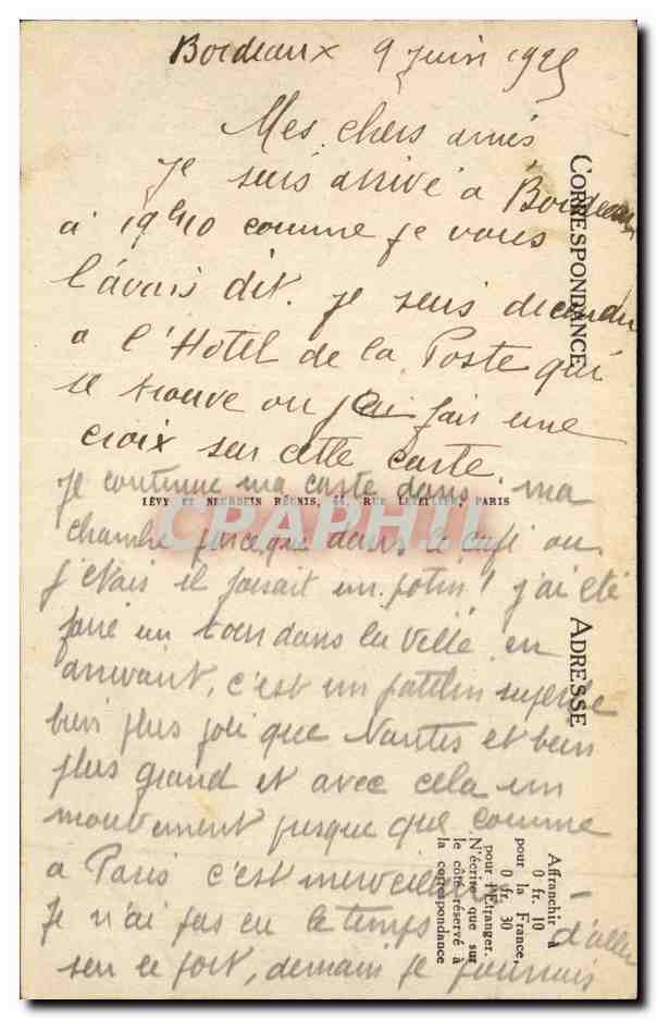 CPA Bordeaux Square Gambetta et porte Dijeaux — Verso