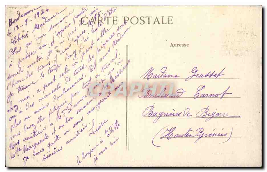 Bordeaux — Vue Générale prise de la Tour St-Michel — J.G. 106 — Rückseite