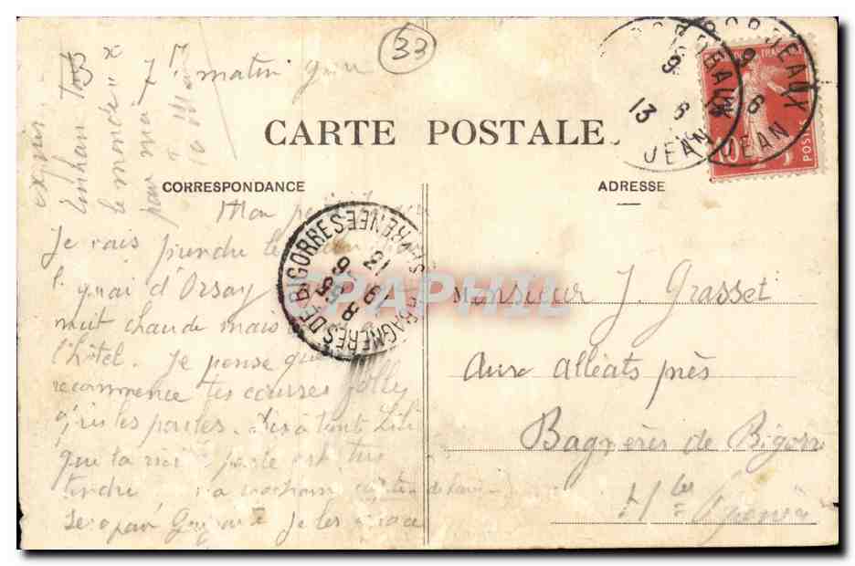 CPA Bordeaux Le grand theatre — Verso