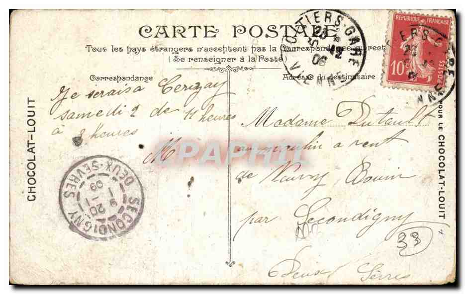 CPA Bordeaux Eglise Ste Croix — Verso
