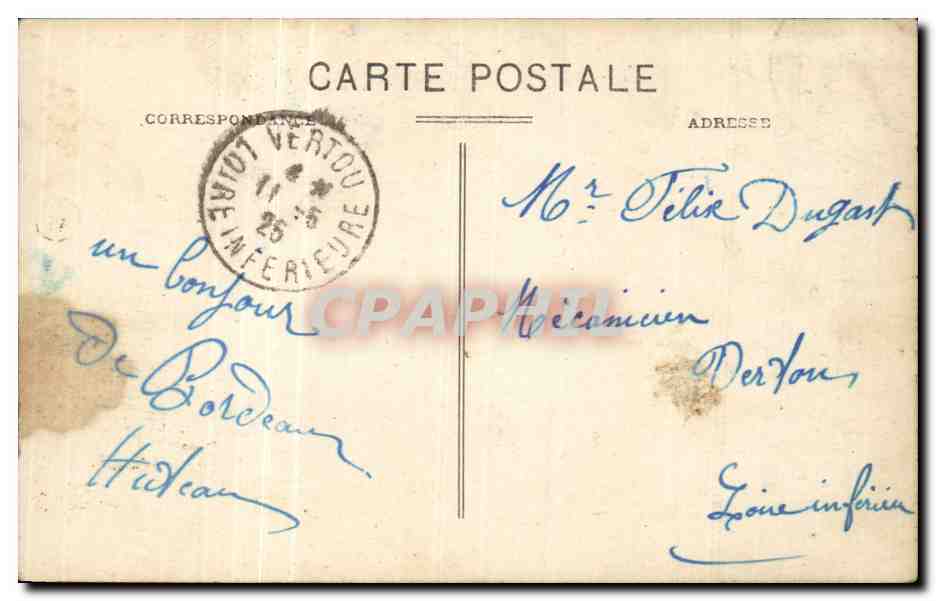Bordeaux CPA La grosse cloche — Verso