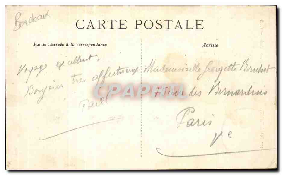 Bordeaux CPA La grosse cloche — Verso
