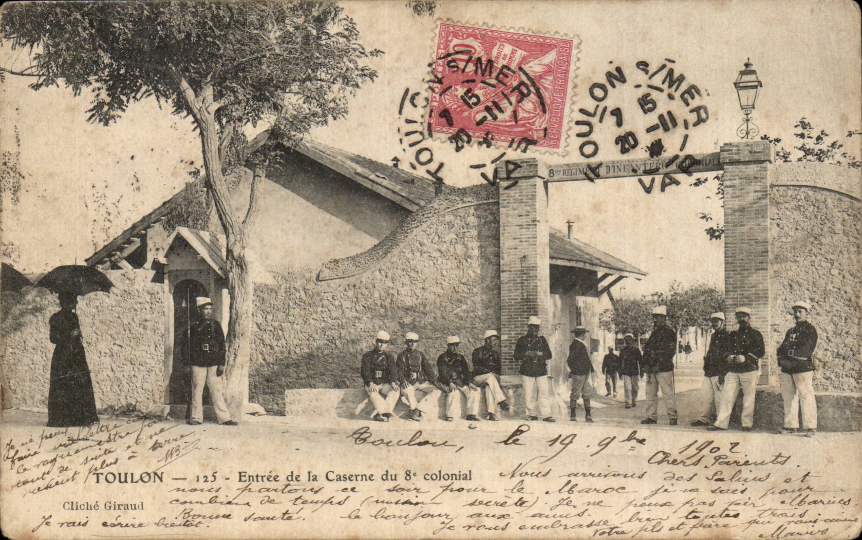 Toulon CPA Entree de la caserne du 8eme colonial (militaria)
