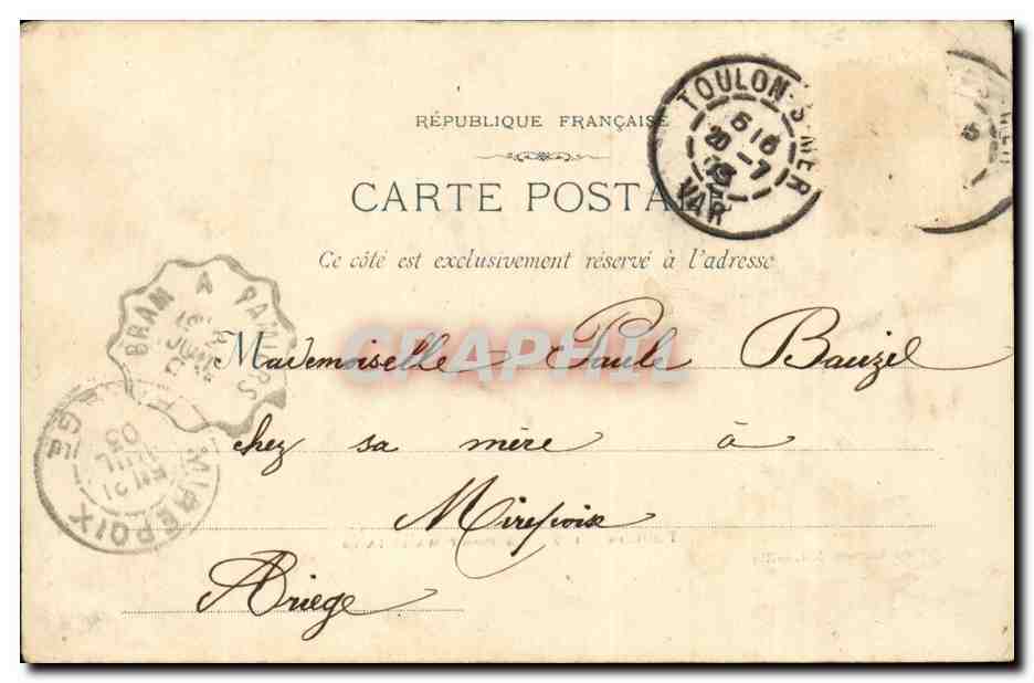 Toulon CPA Le port marchand — Verso