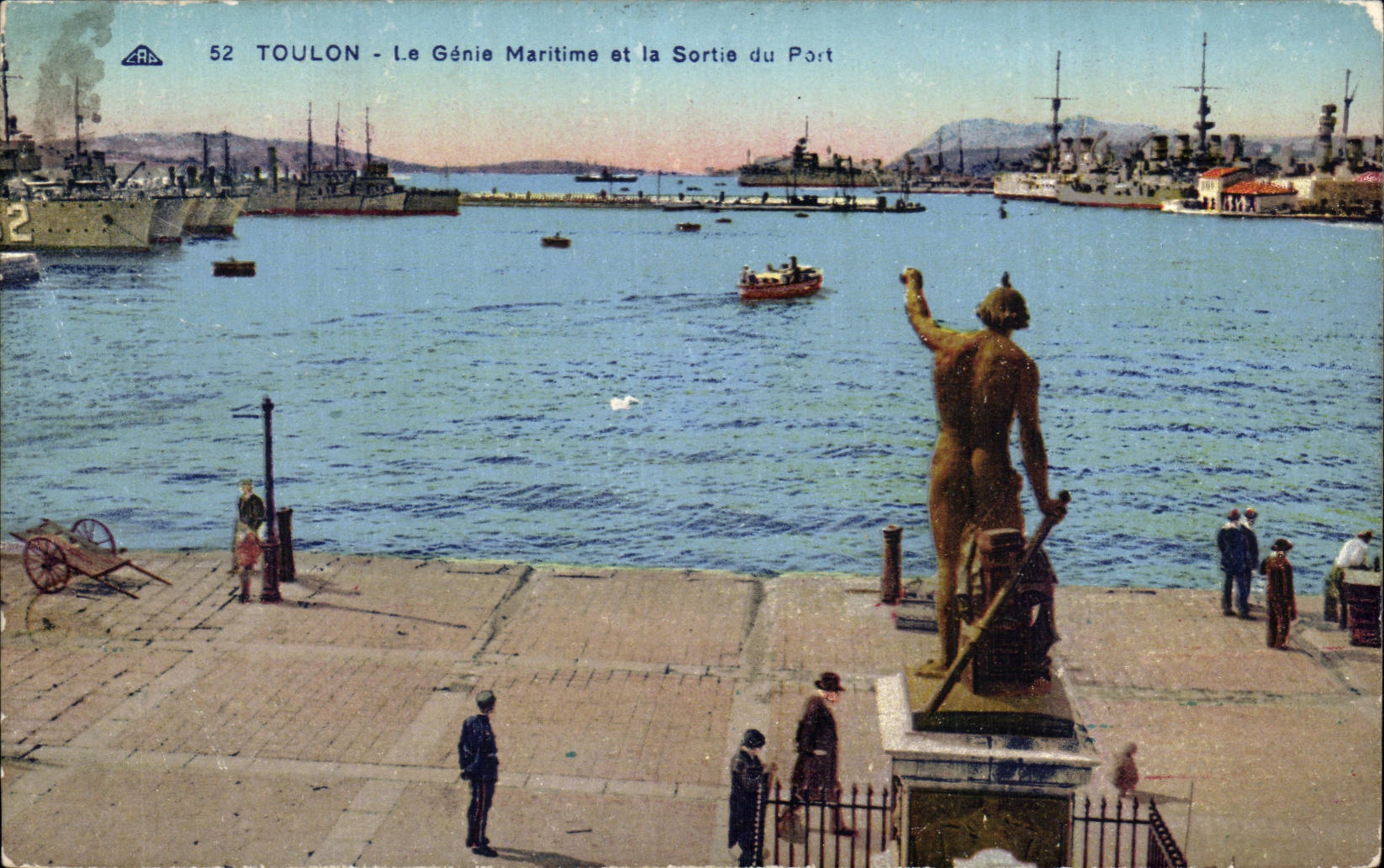 Toulon - Der Maritime Genius und die Hafenausfahrt — Antike Ansichtskarte Nr. 52, veröffentlicht von Cie Alsacienne des Arts Photomécaniques - Straßburg