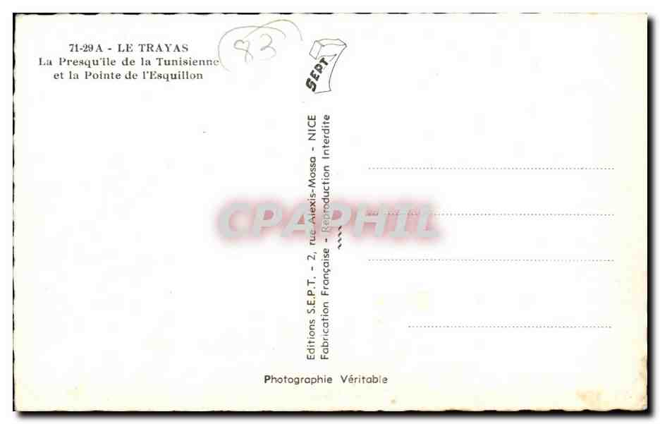 La Presqu'île de la Tunisienne et la Pointe de l'Esquillon — Éditions S.E.P.T. — N° 71-29A — Reverso