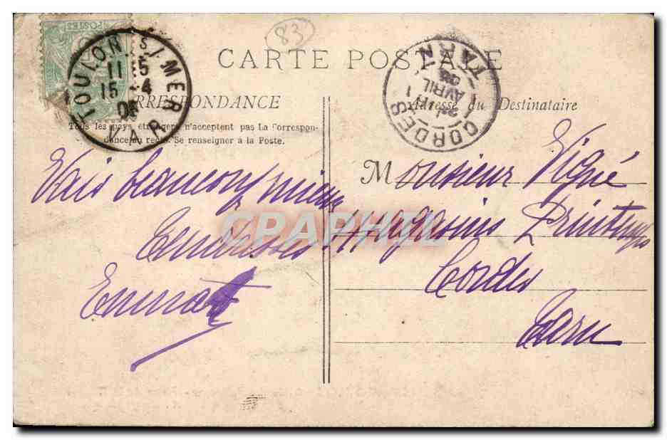 Toulon CPA Allee des palmiers Place de la liberte — Verso