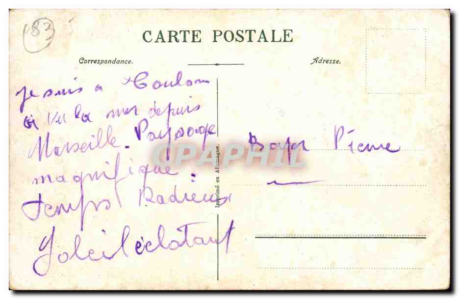Toulon CPA Mourillon Boulevard du littoral — Verso