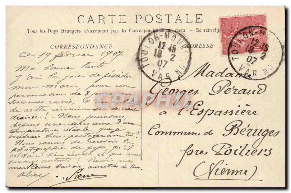 Toulon CPA Pointe de la Mitre Mourillon — Verso