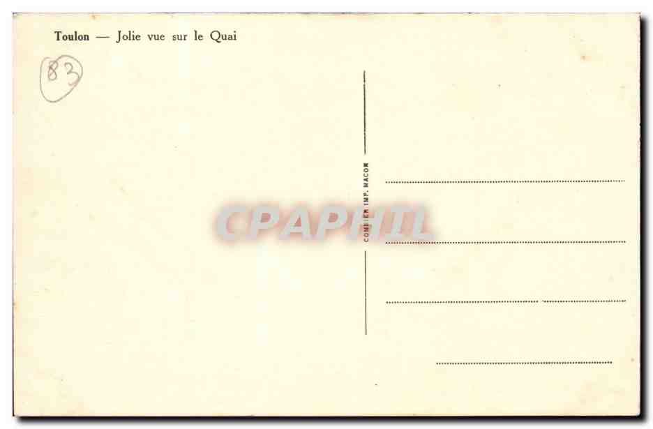 Toulon — Jolie vue sur le Quai — Conlier Imp. Macor — Rückseite