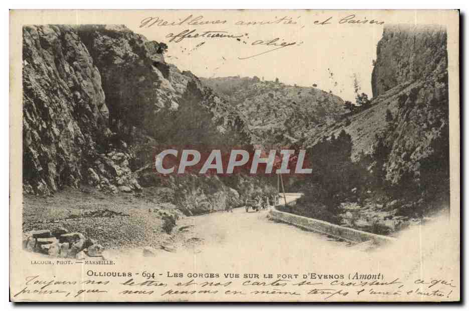 Ollioules CPA Les gorges vue sur le pont d'Evenos