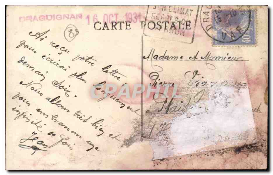 Draguignan CPA Un coin du champ de mars — Rückseite