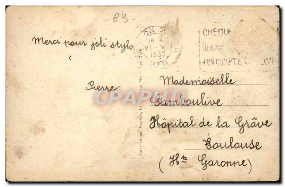 Toulon CPA Monument aux enfants de Toulon (1914 1918) — Verso