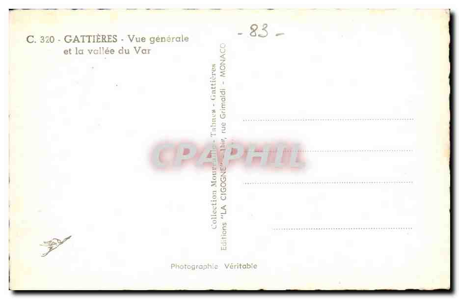 Gattieres CPA Vue generale et la vallee du Var — Rückseite