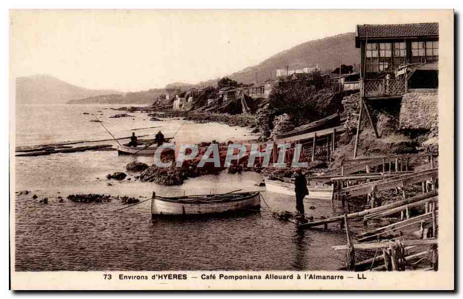 Environs d'Hyeres CPA Cafe Pomponians Allouard a l'amanarre