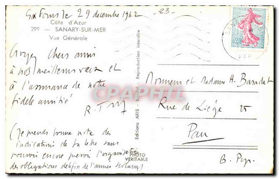Sanary sur mer CPM Vue generale — Verso