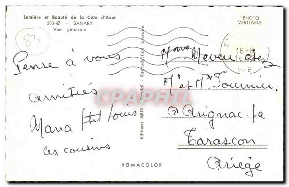Sanary CPM Vue generale — Verso