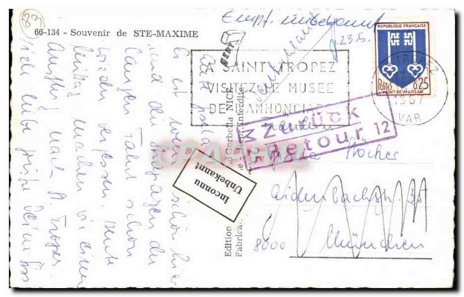 Sainte Maxime - Souvenir - CPA  — Back