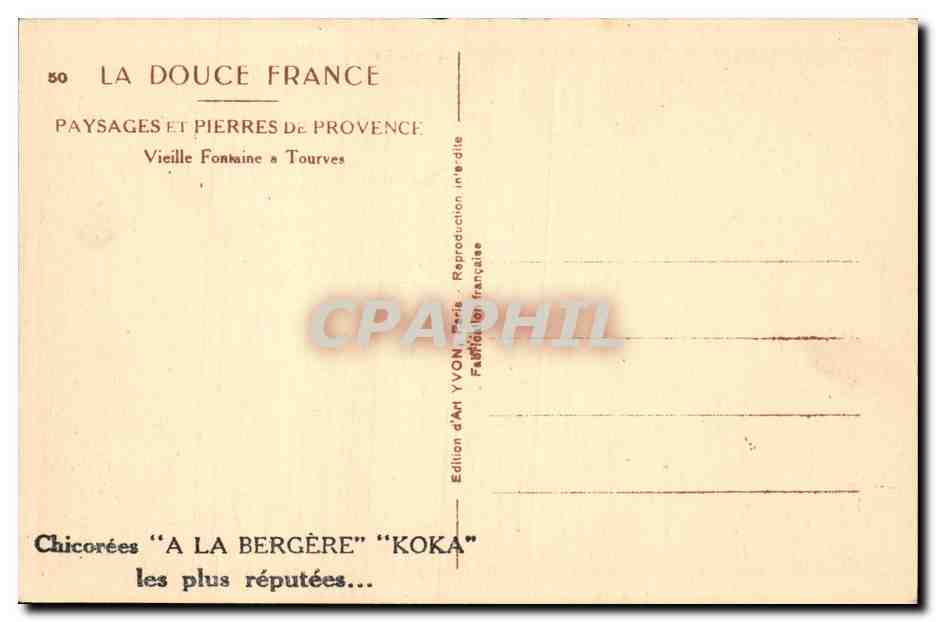 Vieille Fontaine à Tourves — Paysages et Pierres de Provence — Édition d'Art YVON — Rückseite