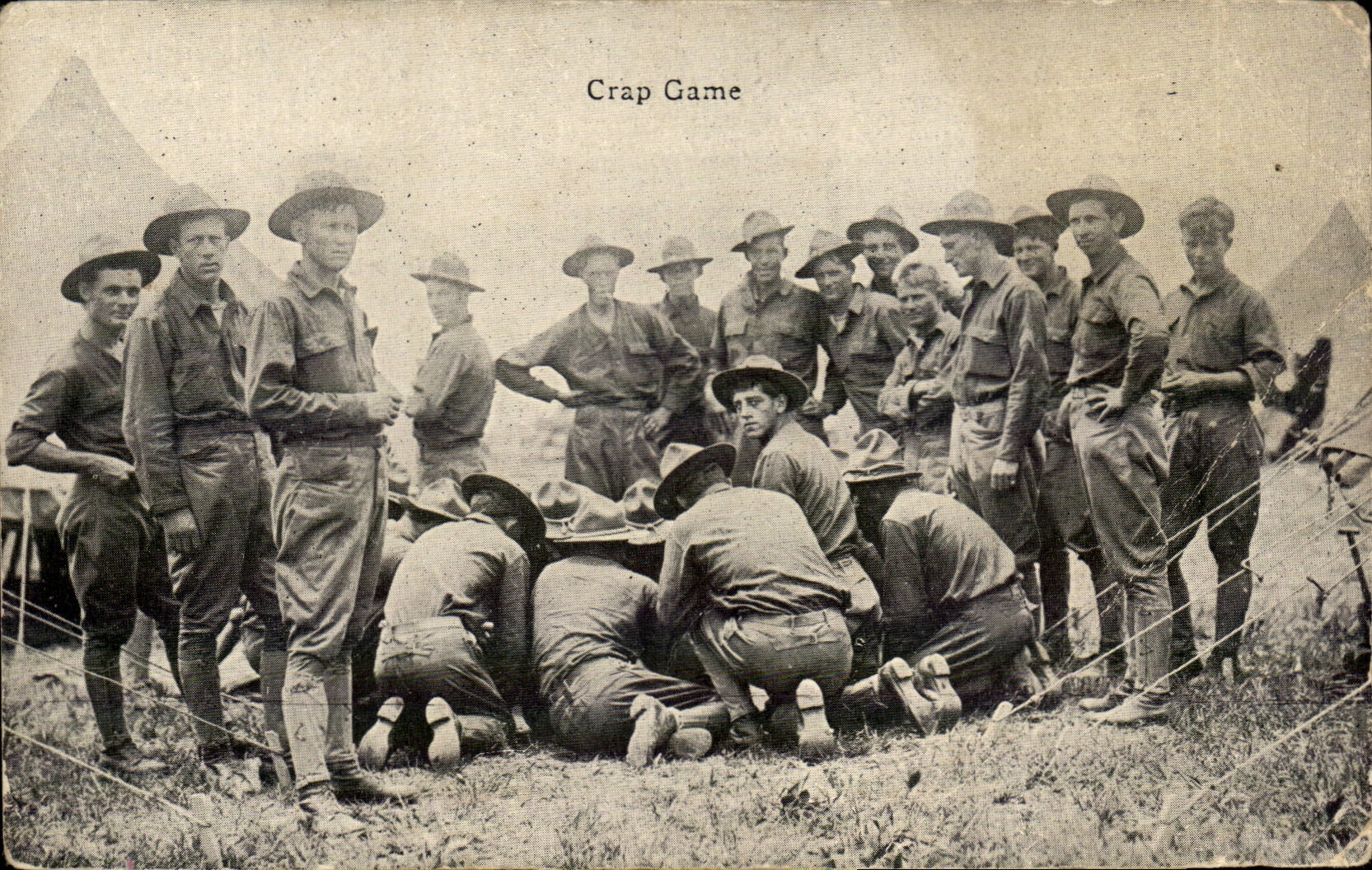 Militaria - Crap Game - des - jeux - Dice game - soldat CPA Scout Scouts
